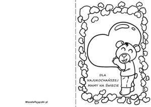 Laurka na Dzień mamy z misiem niosącym wielkie serce