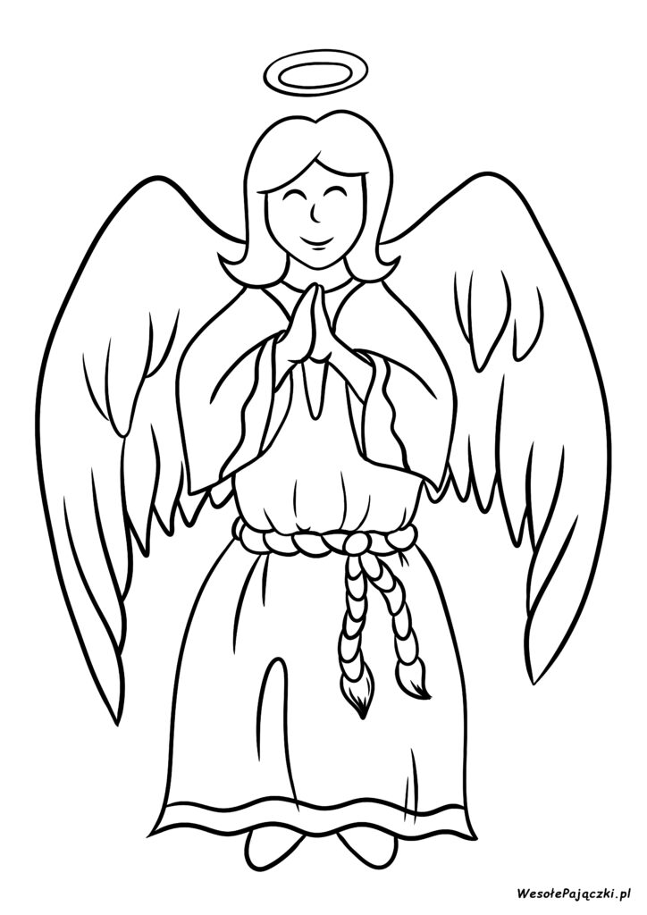 Kolorowanka z postacią Anioła Stróża