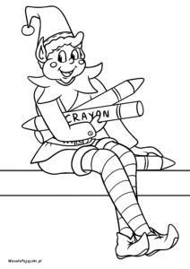 Elf Psotnik w nocy zabrał Wesołym Pajączkom kredki do pokolorowania tej kolorowanki.