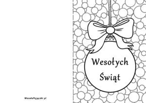 Karnet świąteczny z bombką choinkową i cekinami w tle