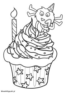 Babeczka z okazji pierwszych urodzin portalu z kolorowankami dla dzieci Wesolepajaczki.pl