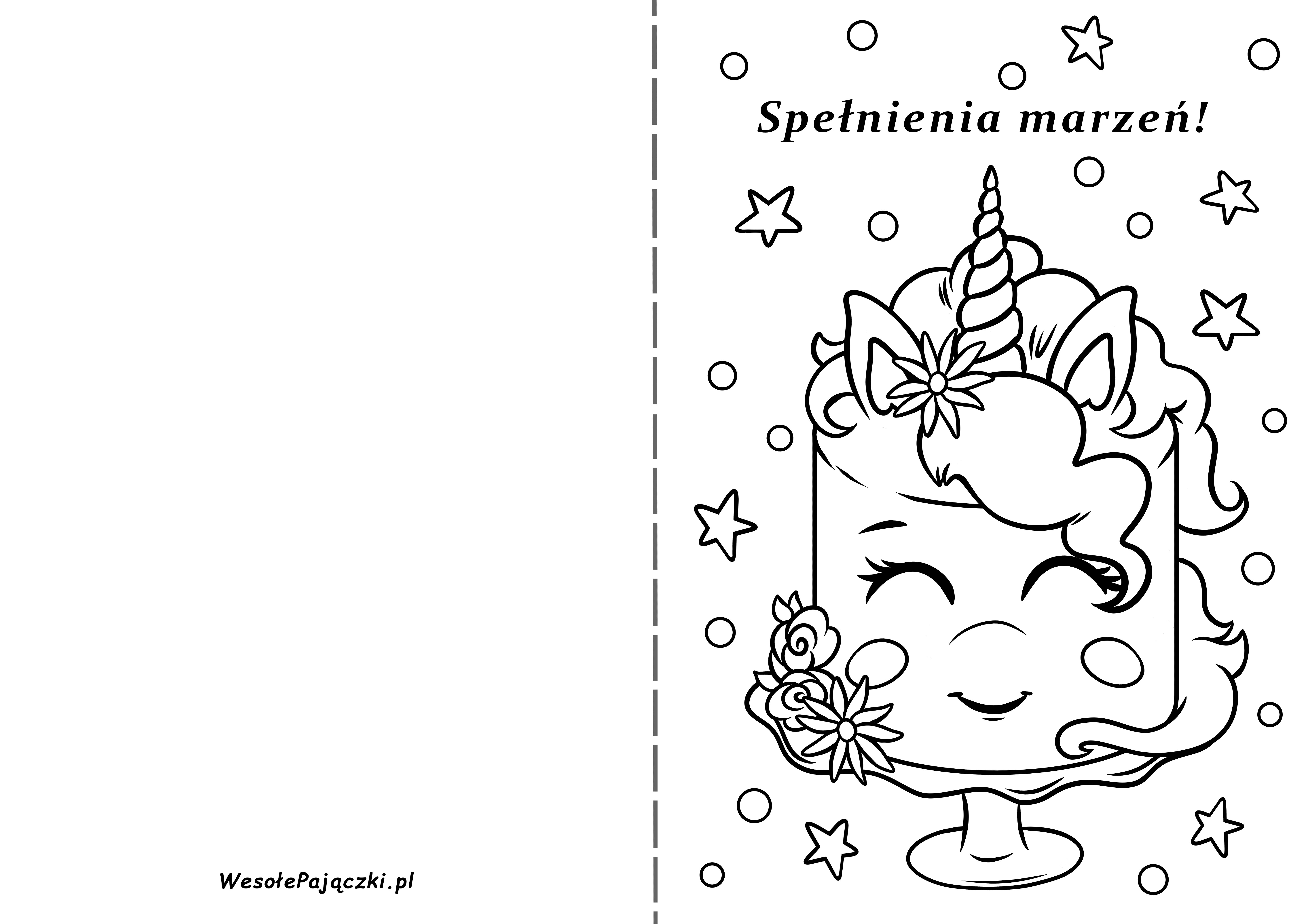 Kartka urodzinowa z uroczym torcikiem